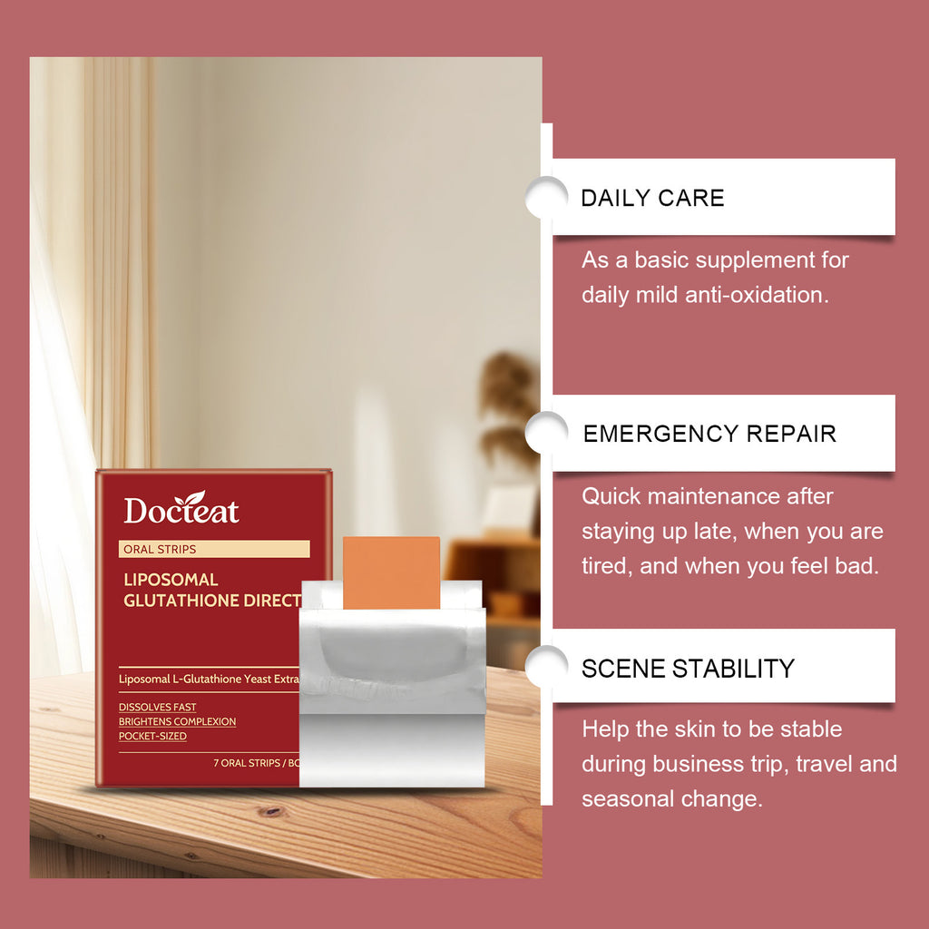 Docteat Liposomal Glutathione Oral Strips | Skin Brightening Supplement | Dissolves Fast | 7 Strips