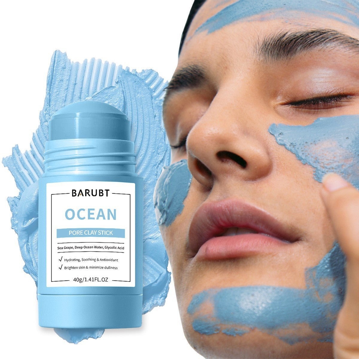 Barubt Mugwort Mud Mask Stick | Korean Clay Mask for Sensitive Skin | Mess-Free Stick