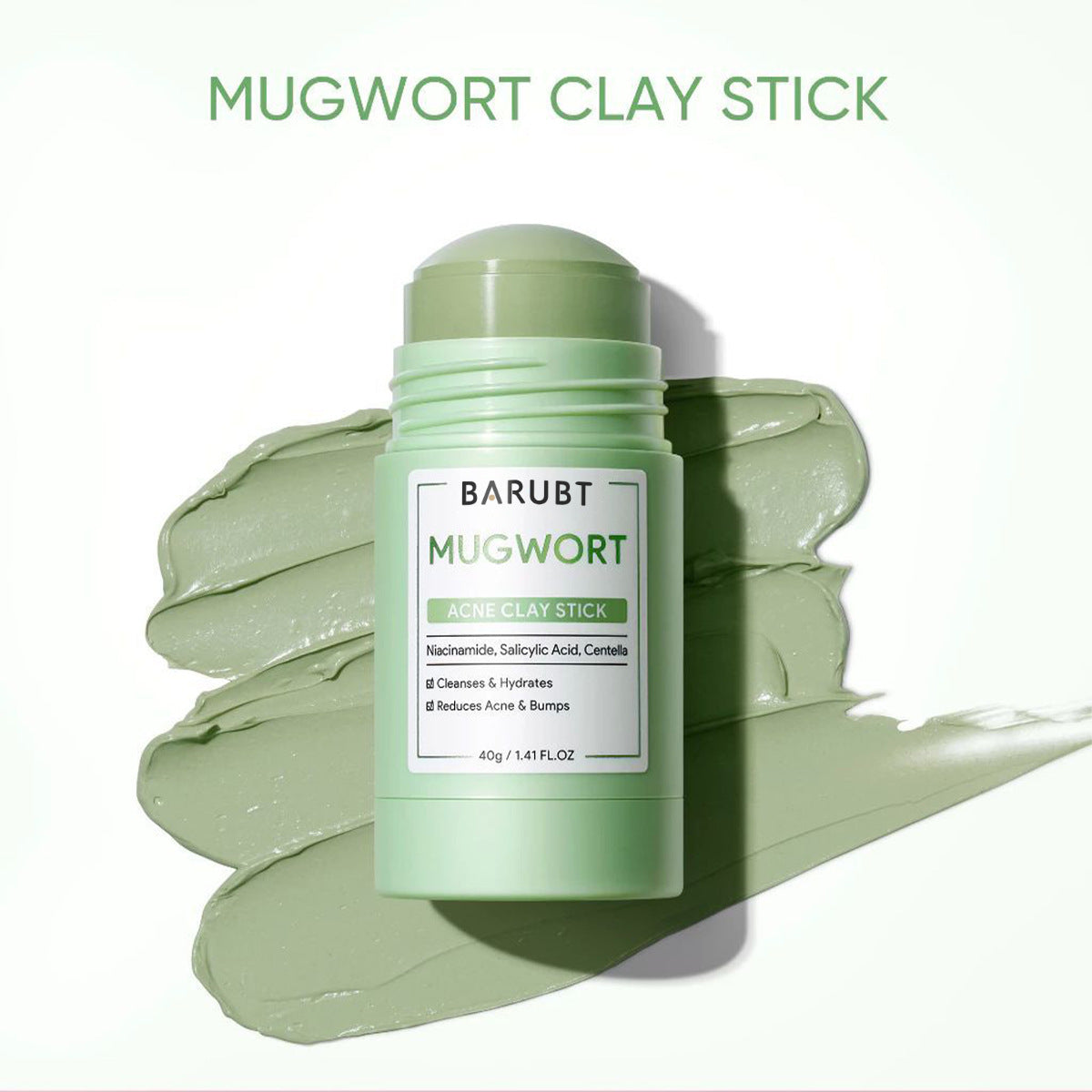 Barubt Mugwort Mud Mask Stick | Korean Clay Mask for Sensitive Skin | Mess-Free Stick