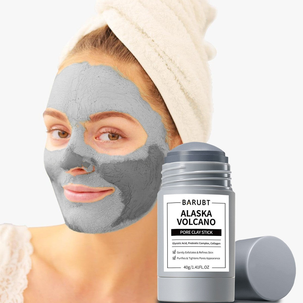 Barubt Mugwort Mud Mask Stick | Korean Clay Mask for Sensitive Skin | Mess-Free Stick
