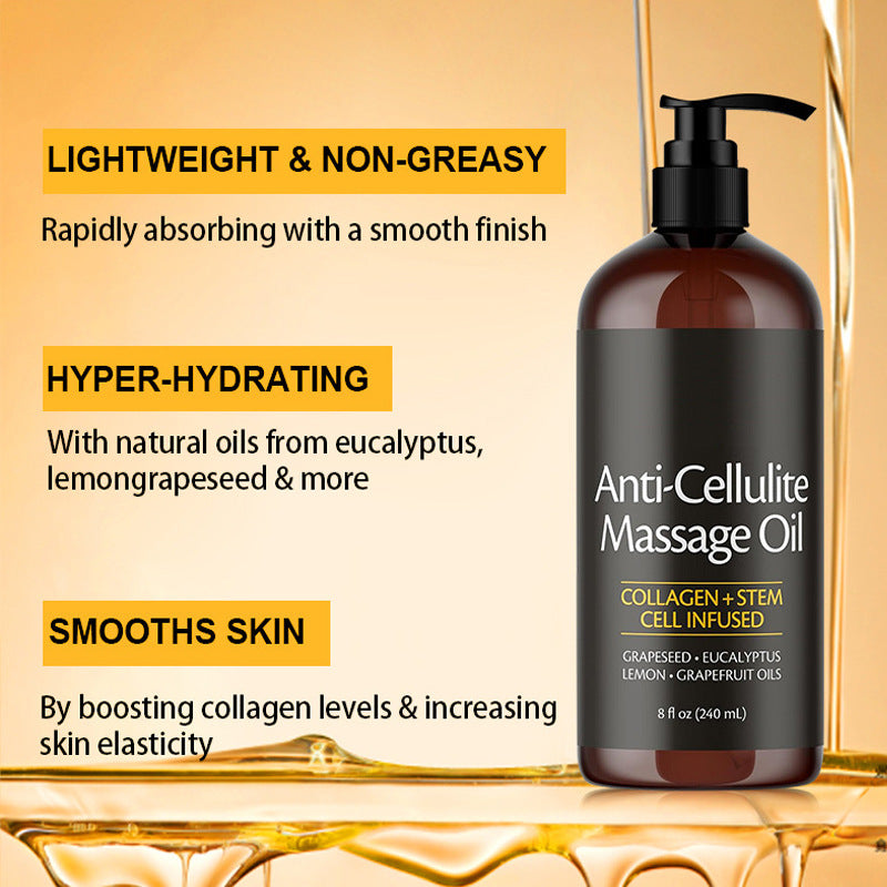 M3 Naturals Anti-Cellulite Massage Oil | Collagen & Stem Cell Infused | Tightening Body Oil | 8 fl oz